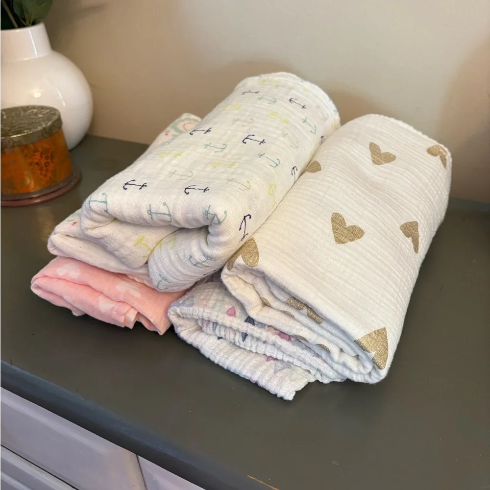 Set of 5 Muslin Baby Swaddle Blankets - Picture 3 of 8